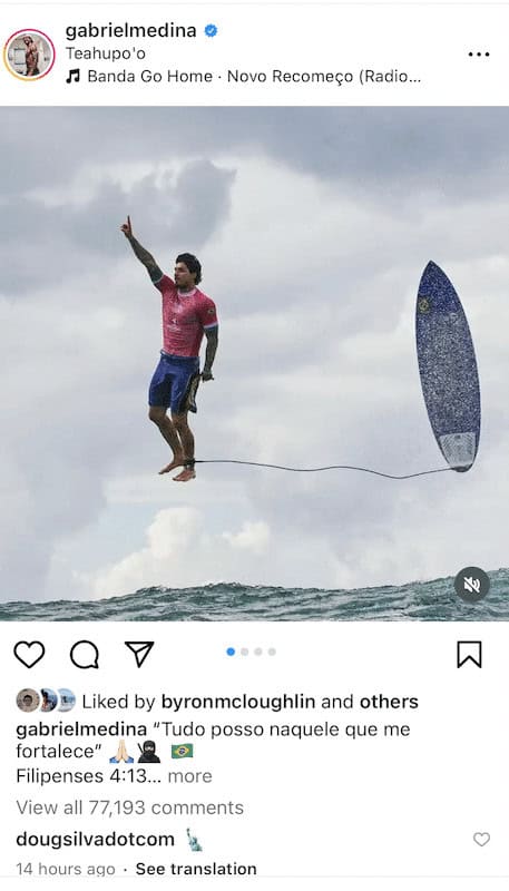 Medina walking on air. Photo: Jérôme Brouillet/Instagram
